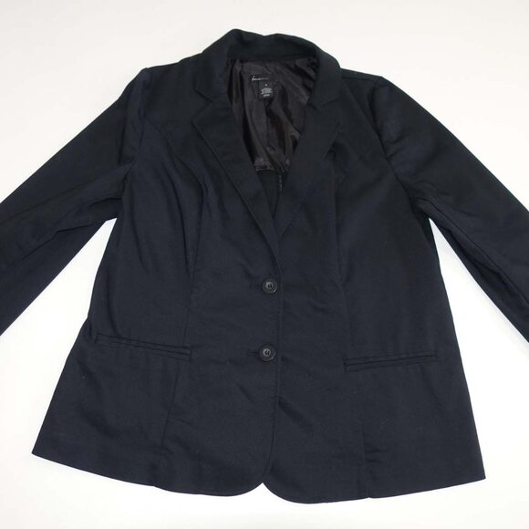 Lane Bryant Women's 2 Button Blazer Jacket Size 16 Black Cotton Blend Suit Coat - Picture 1 of 6
